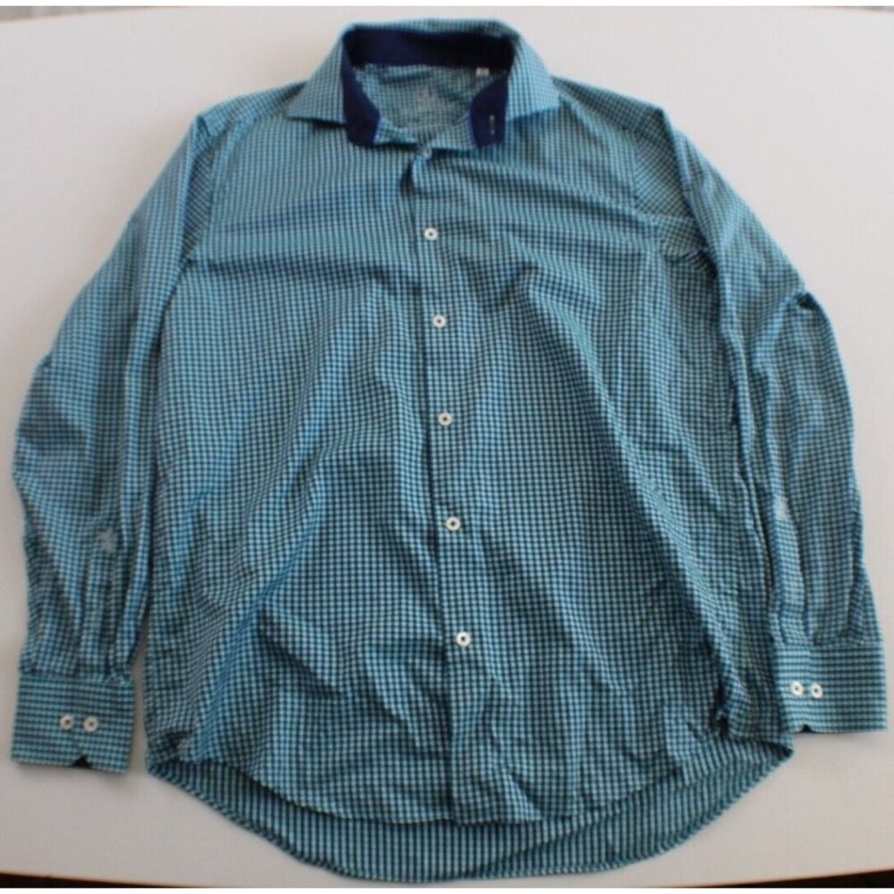 Bugatchi Uomo‎ Men's Plaid Button Down Shirt Size 16.5 34/35